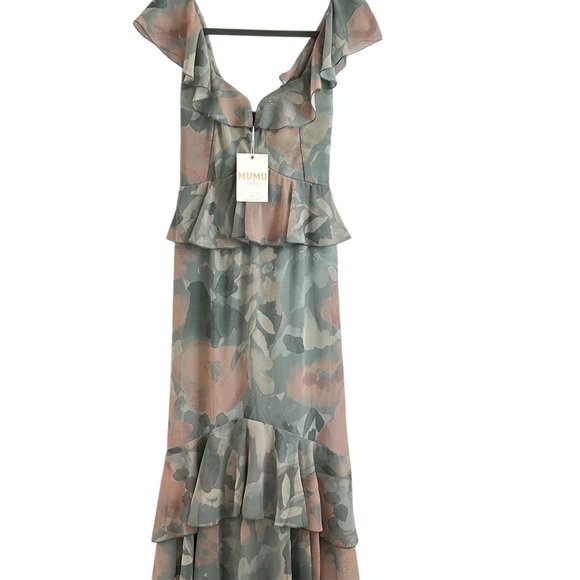 Show me Your MuMu Dress Mu Reese Ruffles Sage I do Green New - Picture 3 of 17